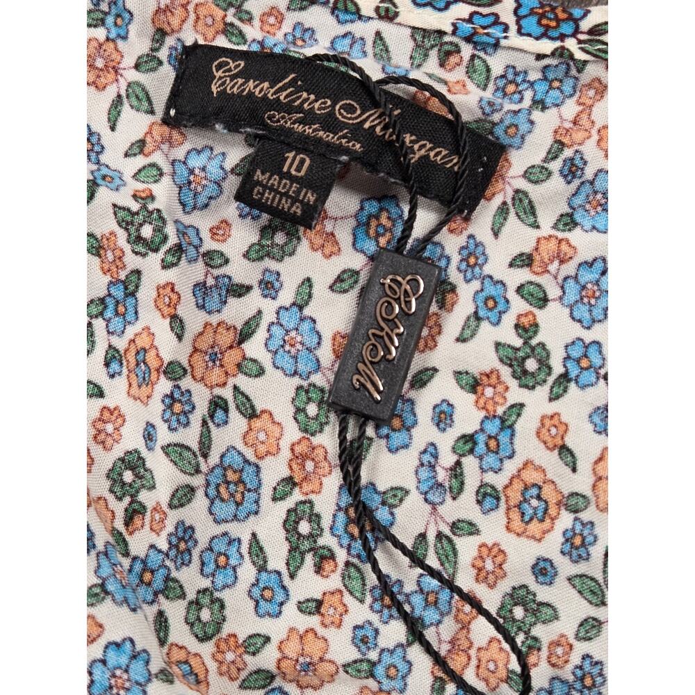Caroline Morgan Australia Ditsy Floral Tassel Dress Bohemian Print Size 10 - Picture 4 of 5